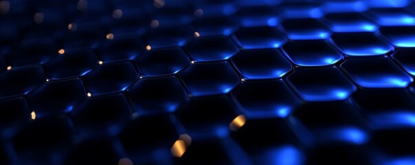 Obraz premium Azure Illuminated Hexagon Surface with Glimmering Speckles Aesthetic Composition Texture Pattern Design