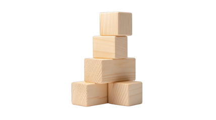 A stack of wooden blocks with a white background