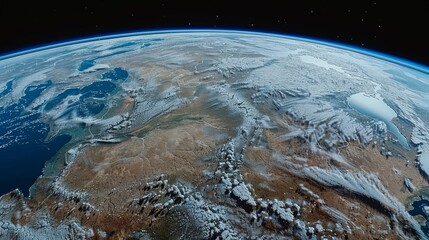 Eurasian landscape captured from space showing diverse terrains and weather features in stunning detail