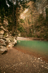 Mountain river in the canyon, Sochi, Russia.