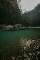 Mountain river in the canyon, Sochi, Russia.