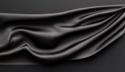 Obraz premium Elegant Black Silk Fabric Flowing with Subtle Curves for Decorative Purposes and Creative Backgrounds