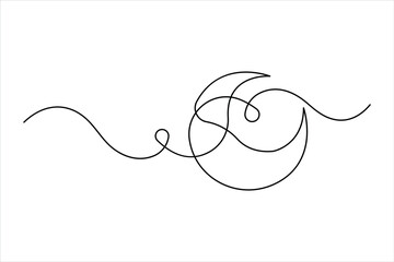 Obraz premium Moon continuous one line art drawing of Ramadan Kareem and Eid in outline vector illustration