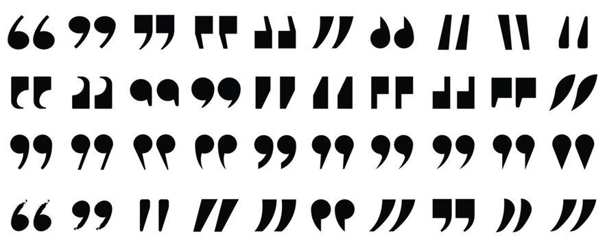 quote mark collection. black quotes icon set. Speech mark. inverted commas symbol. vector illustration