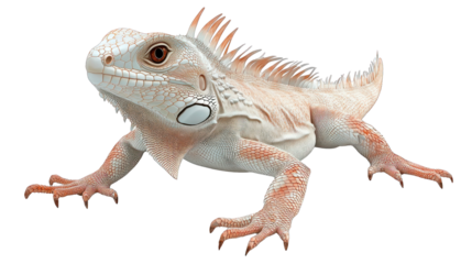 A lizard with a white and orange body and red and white legs