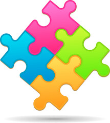 Obraz premium Four jigsaw pieces connected together