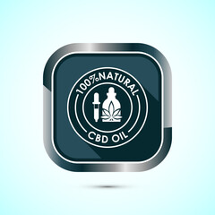 Cannabis oil icon design illustration. CBD cannabidiol sign symbol, Marijuana oil icon, Gray shadow button design