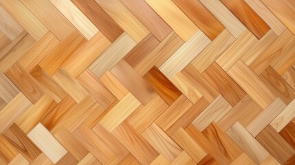 A close-up view of a textured wooden floor with a herringbone pattern.