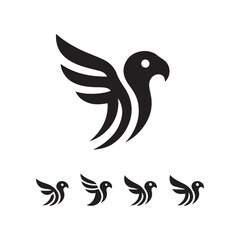 abstract bird logos, Minimalist bird icons, black silhouettes 