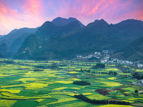 beautiful Karst peak forest landform,Mountains and pasture scenery in Wanfenglin,Guizhou province,Southwestern of China.