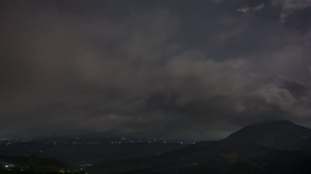Thunderstorm in beautiful place of Kintamani, Bature mountain. Volcano Bature thw famose place in Bali.
