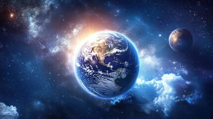 Obraz premium A Breathtaking Vision Earth And Moon In Cosmic Splendor And Beauty