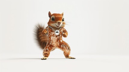 Energetic 3D Animated Squirrel Dancing in a Stylish Outfit