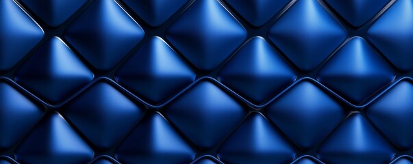 Naklejka premium Tiled Diamonds Pattern Royal Blue Elegant Quilted Shiny Surface Design Texture Geometric Modern Background Illustration