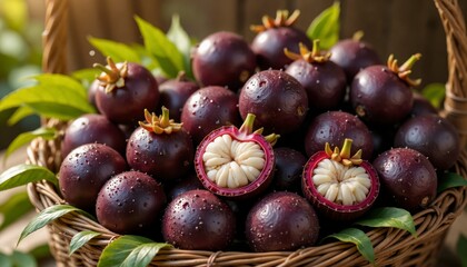 A basket of fruit with a few pieces of fruit missing