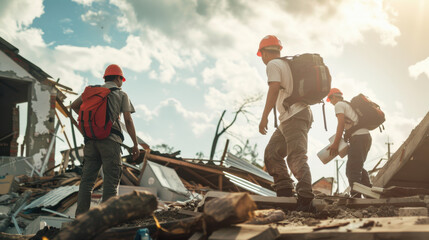 disaster response team providing aid