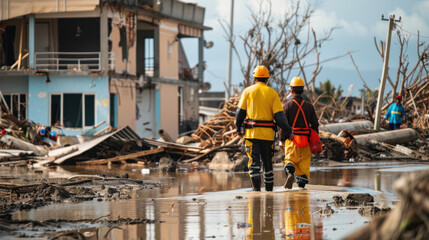 disaster response team providing aid
