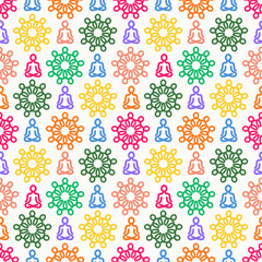 Colorful seamless abstract meditation people pattern background vector.	
