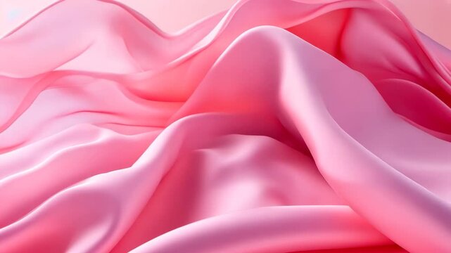 A soft pink fabric with wavy folds moves on a pink background as an attribute of tenderness, and as a pleasant background for presentations
