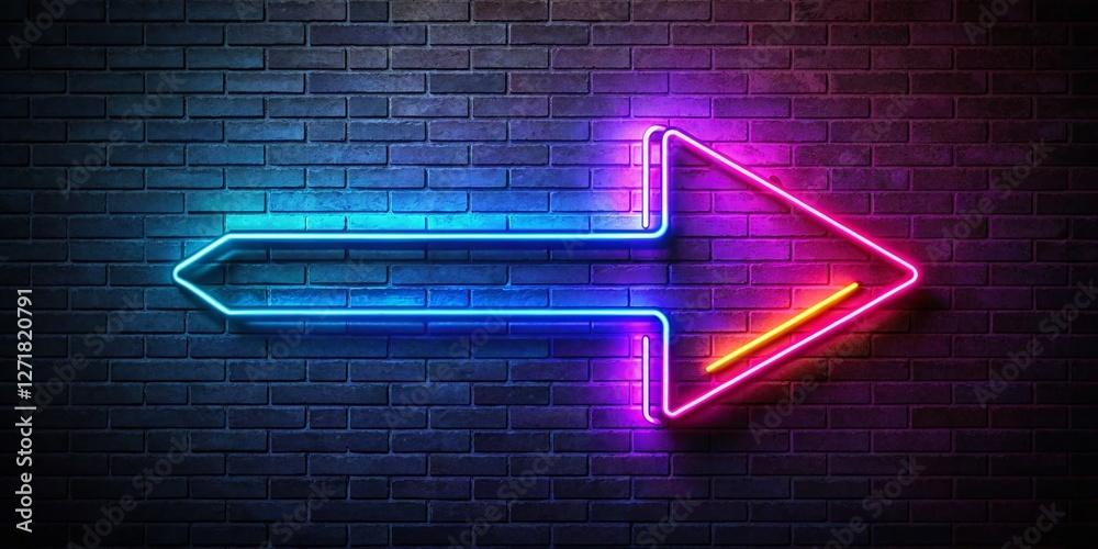 Poster dynamic neon arrow graphic design: left-aligned abstract background with copy space