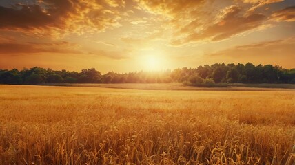 Fototapeta premium Hot Summer Sky Background, Blurred Field