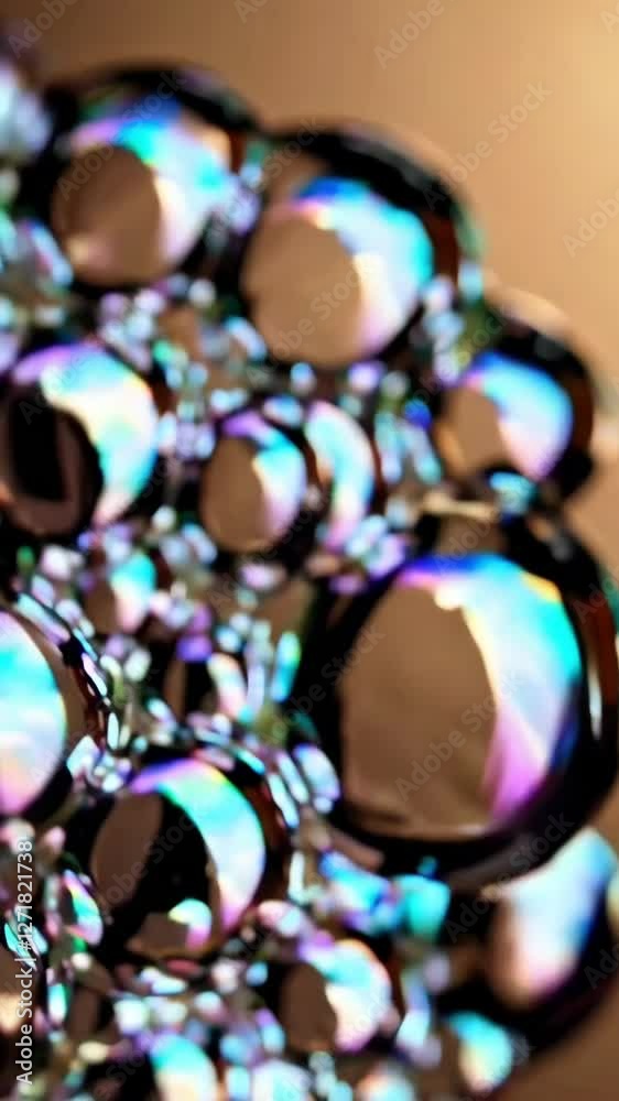 Poster Mesmerizing iridescent soap bubbles glowing in dynamic motion with vivid reflections