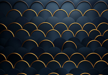 Elegant dark background with golden scalloped pattern, creating sophisticated and modern design. Perfect for various creative projects