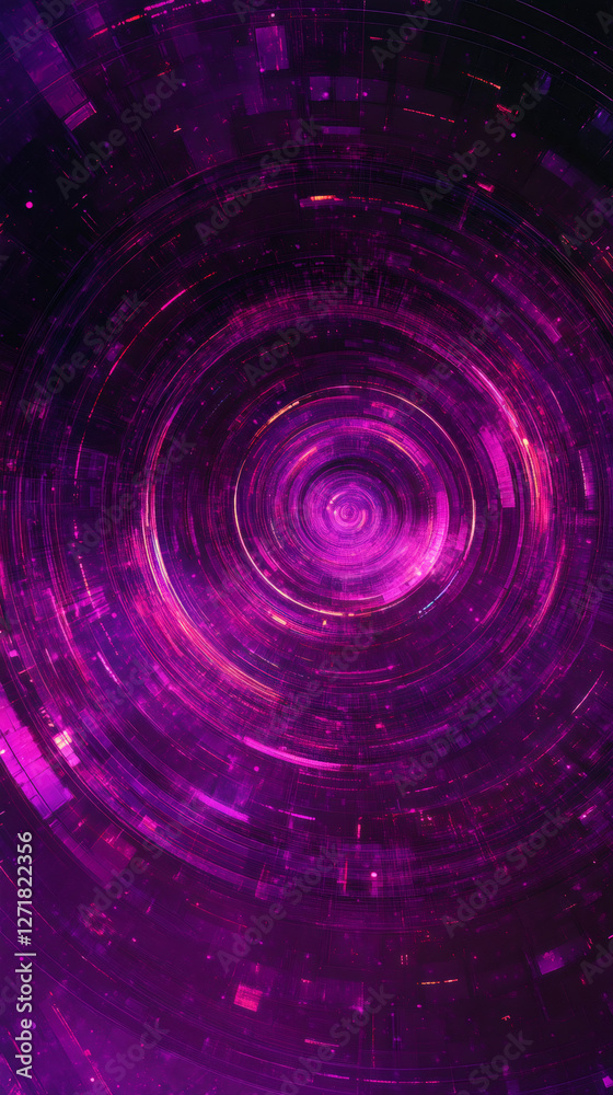 Leinwandbilder concentric purple circles and flowing data create a vibrant and futuristic background, embodying mod
