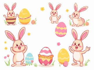 Cheerful Easter Egg Hunt Illustration Pack