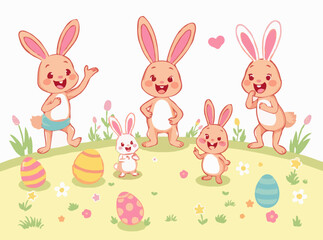 Cheerful Easter Egg Hunt Illustration Pack