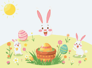 Cheerful Easter Egg Hunt Illustration Pack