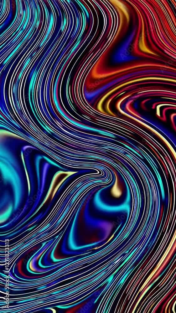 Poster dynamic liquid color waves flowing in mesmerizing abstract pattern