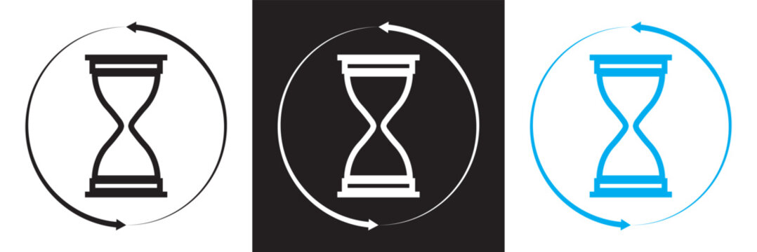 Anti aging hourglass icon. Waiting slow time single  icon . isolated on white and black background. Vector illustration. EPS 10
