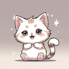 Fototapeta premium Cute Cartoon Orange Cat Character, An adorable orange cat with large eyes, ideal for children's books, illustrations, and merchandise.