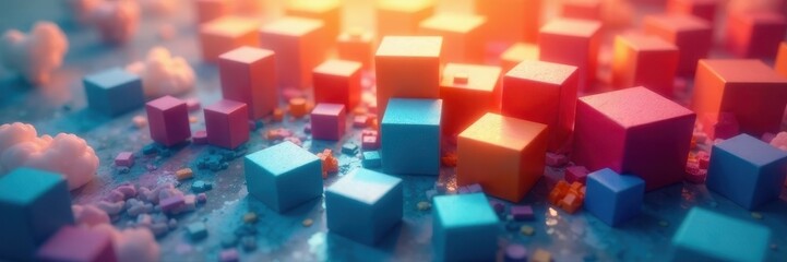 Obraz premium Building a team of diverse cubes, strong foundation , growth, diversity