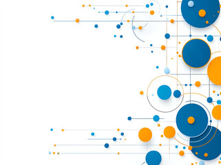 Bright geometric design featuring blue and orange circles on white background, creating modern and dynamic visual effect. Ideal for various creative projects