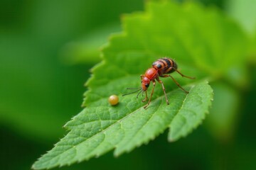 Fototapeta premium Close-up of aphid-infested leaves being treated with insecticide , aphid, protection, fertilizer