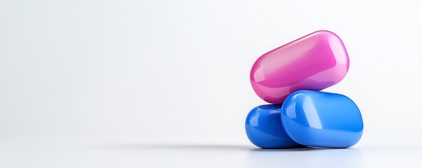 Stack of Pills In A Minimalist Design On White Background