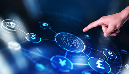 Universal financial background with money icons. Currency icons