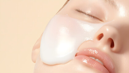 Refreshing facial treatment spa setting beauty content relaxing environment close-up view skincare concept