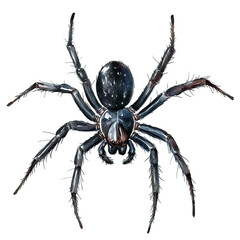 Obraz premium A Detailed Watercolor Painting of a Black Spider Eight Legs Creepy Crawly