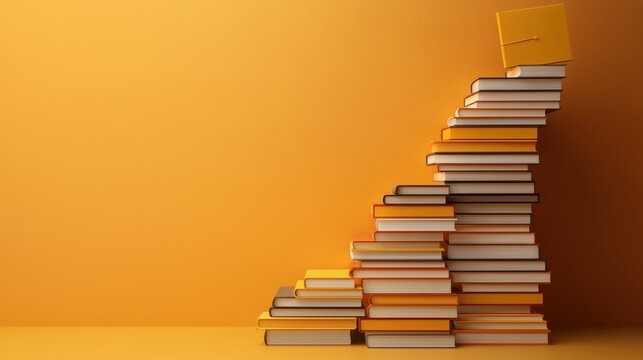 Ascend to success a golden staircase of books in an educational environment