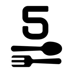 An icon representing the concept of a balanced diet with five essential food groups for proper nutrition and health.