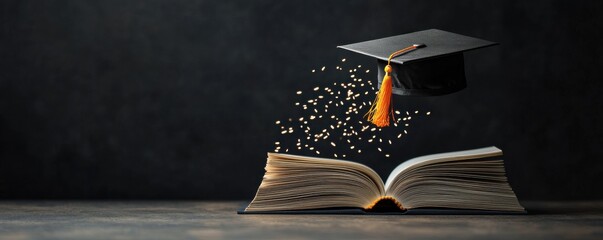 Celebrating success a diploma rising from an open book in an educational setting