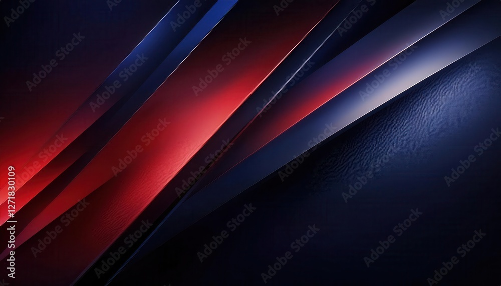 Aufkleber abstract modern red and blue geometric lines with metallic accents, gradient texture and dynamic shapes