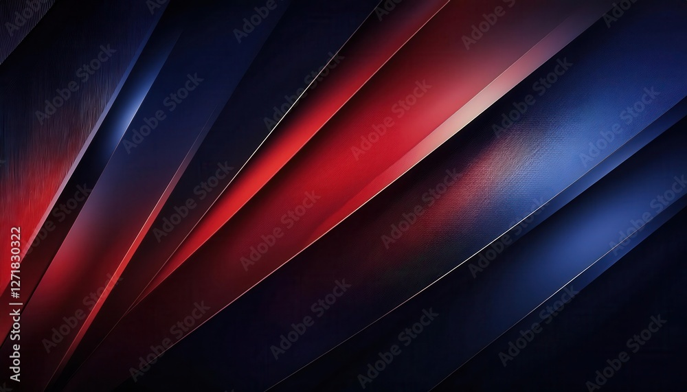 Aufkleber abstract modern red and blue geometric lines with metallic accents, gradient texture and dynamic shapes
