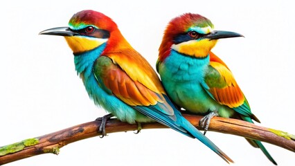 Fototapeta premium Elegant Birds on Branch: High-Resolution Fashion Photography Stock Image