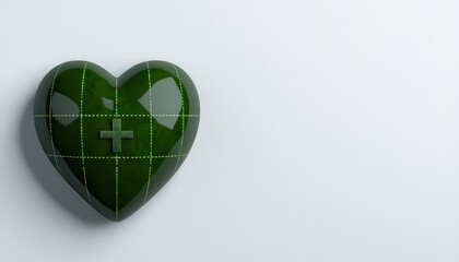 A green heart symbolizing health and wellness, perfect for eco-friendly themes.