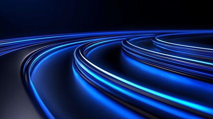 Dynamic Dark Blue Lines Curving with Elegance a Modern Abstract Design Glowing with Futuristic Brightness