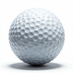 Golf Ball with Dimples and Shadows on White Background